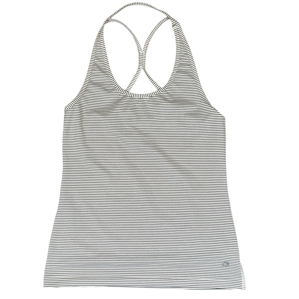 Gap GapFit White Gray‎ Striped Halter Sleeveless Athletic Tank Top Size M